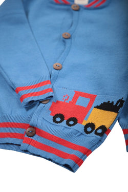 Collection of Boys' Knitted Bomber Jacket (Age 6-12 Months) - Light Blue in a gallery layout