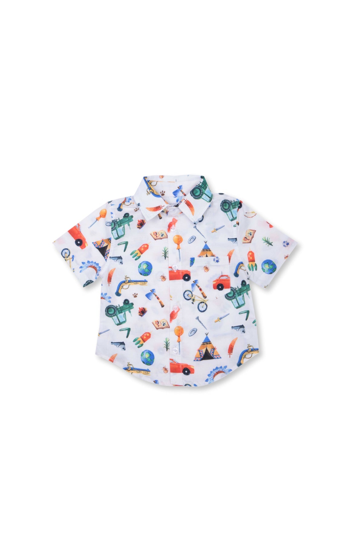 Collection of Boys' Adventure Outfit Set (Ages 2-6) - 100% Cotton OP-1665 White / tractor in a gallery layout