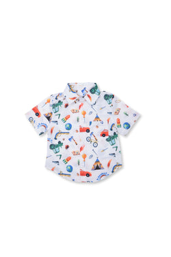 Collection of Boys' Adventure Outfit Set (Ages 2-6) - 100% Cotton OP-1665 White / tractor in a gallery layout