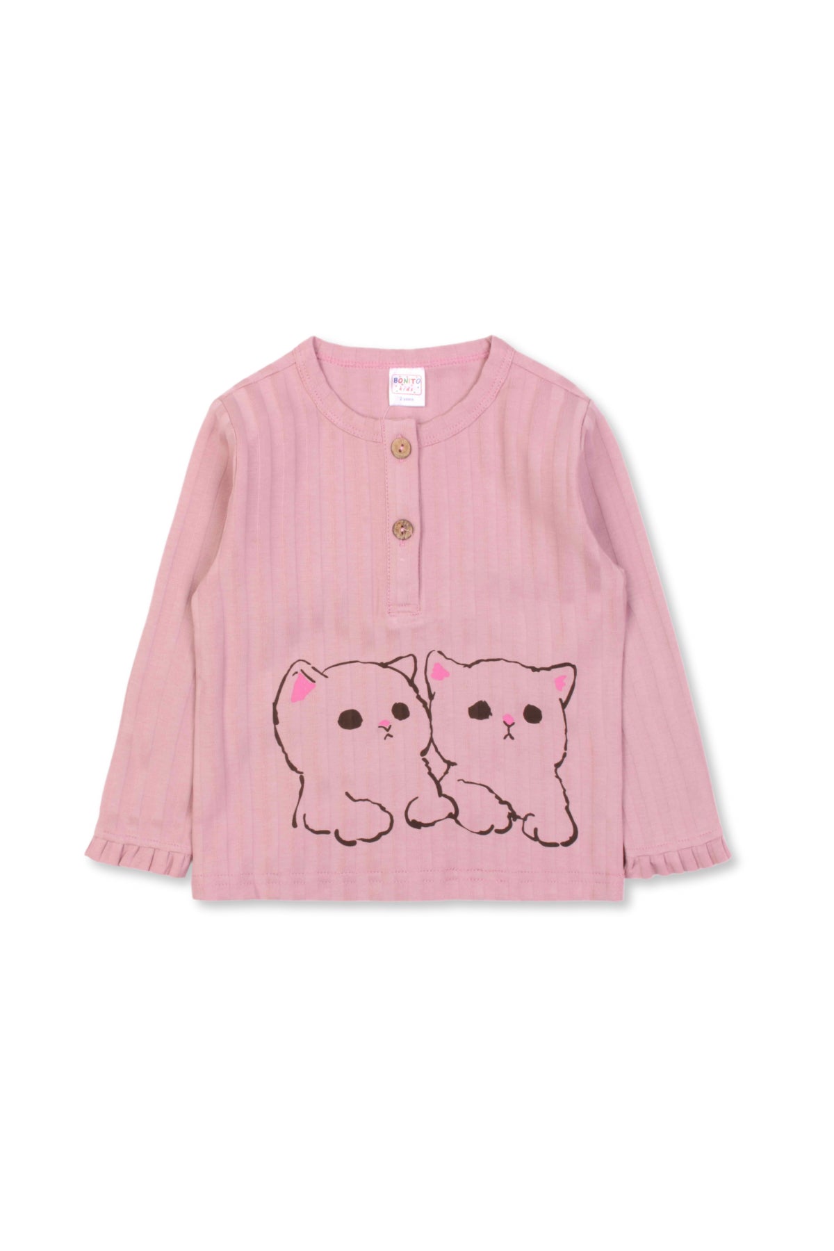 Collection of Cozy and Cute Girls' Pajama Set (Ages 2-6 Years) OP-1719 Dirty Pink in a gallery layout